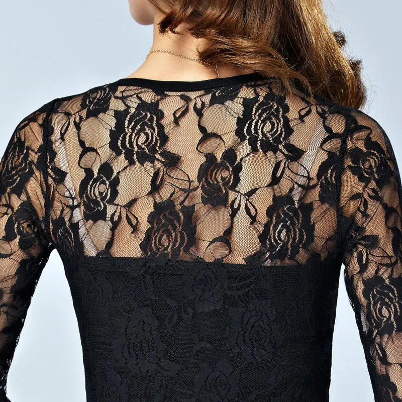 2018 Новая Осенняя Женская кружевная Базовая футболка модная плюс размер тонкая