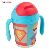 children drinking bottles bamboo baby water cups kids learn to drink mugs cartoon printing with handle portable infant t0347