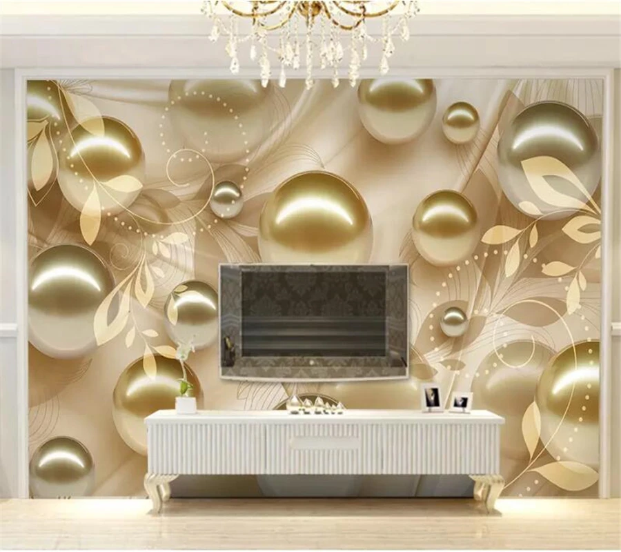 wellyu Custom wallpaper fashion 3d photo murals golden pearl beautiful pattern stereo TV background wall paper papel de parede |