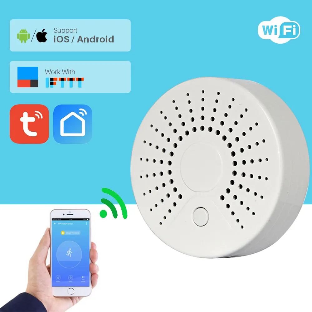 Умный Wi Fi датчик температуры пожарного дыма беспроводной детектор Автоматизация