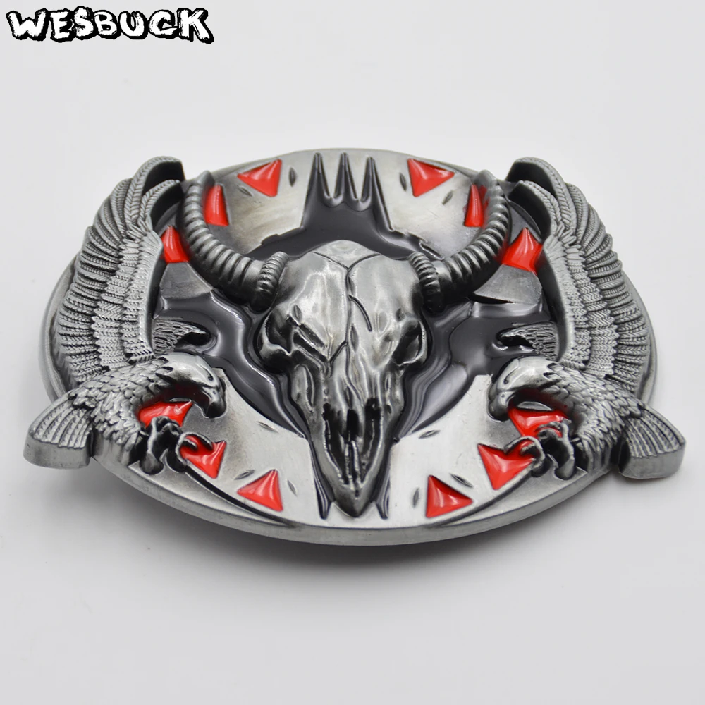 

Мужской ремень с металлической пряжкой с изображением Головы Быка и орла WesBuck, ширина 4 см, пряжки для ковбойских ремней