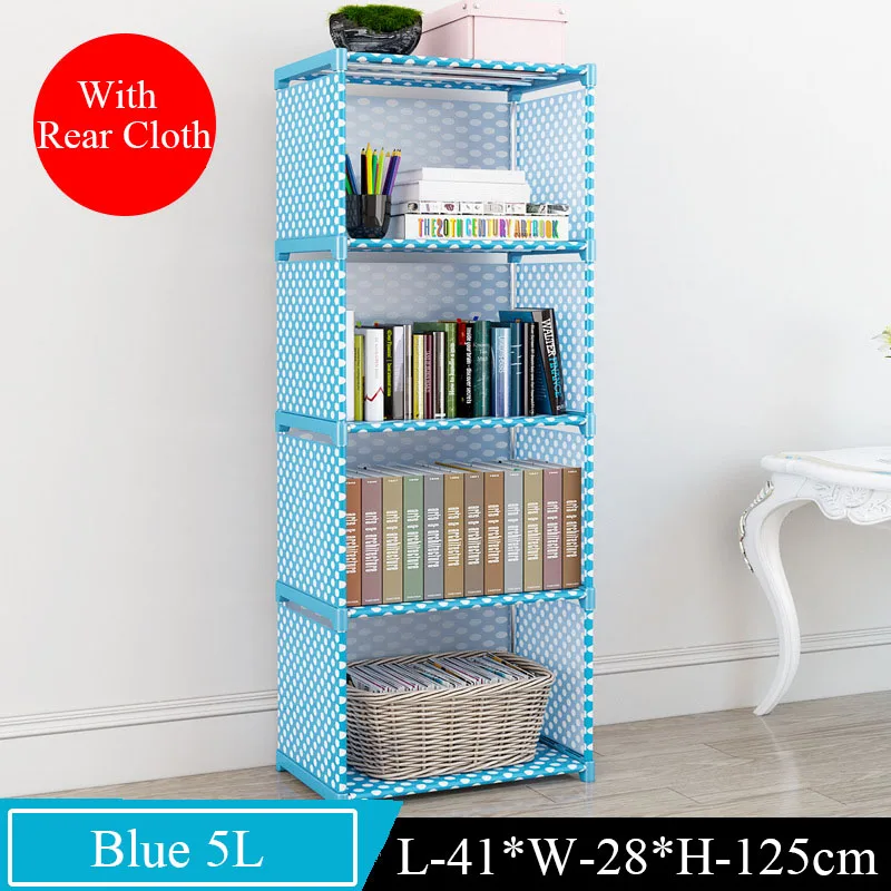 Blue 5L A Простая Многоуровневая книжная полка, креативная полка для хранения книг, растений, мелочей, сделай сам, комбинированная тканевая детская книжная полка - Цвет: Blue 5L A