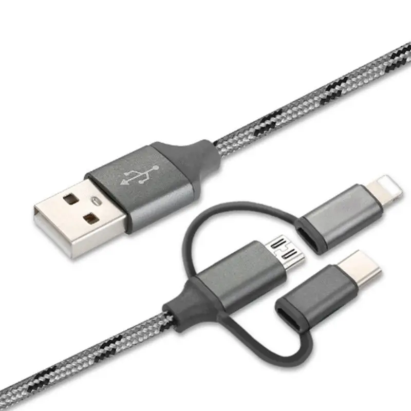 3в1 мобильный телефон USB кабель для зарядки данных для iPhone 7 8 X Micro usb type C кабель для зарядного устройства для Xiaomi huawei кабель для быстрой зарядки