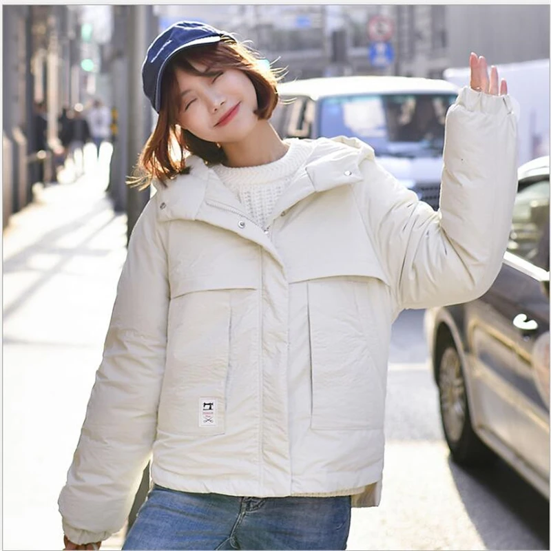 

2019 Causal Ladies Solid Padded Jacket Short Autumn Winter Wadded Jacket Women Hooded Coats Female Parkas Overcoat 152
