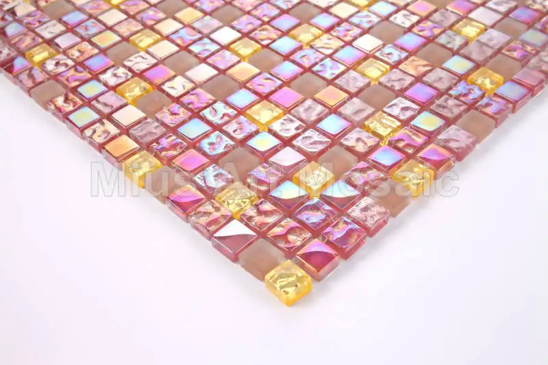 Радужная стеклянная мозаика прекрасная розовая плитка бисазаа каменная A5TC-1319 |