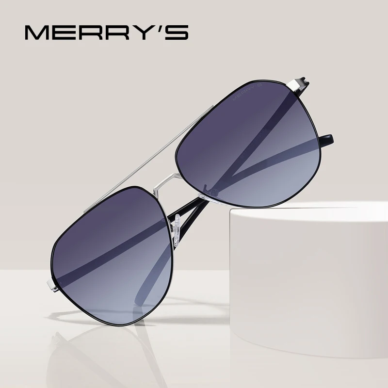 

MERRY'S Men Classic HD Polarized Sunglasses Aviation Frame Pilot Sunglasses For Driving TR90 Legs UV400 Protection S8057