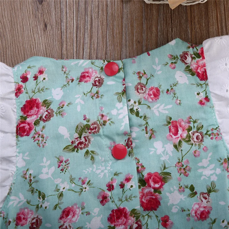 Детские комбинезоны с цветочным принтом для девочек шикарные летние кружевными