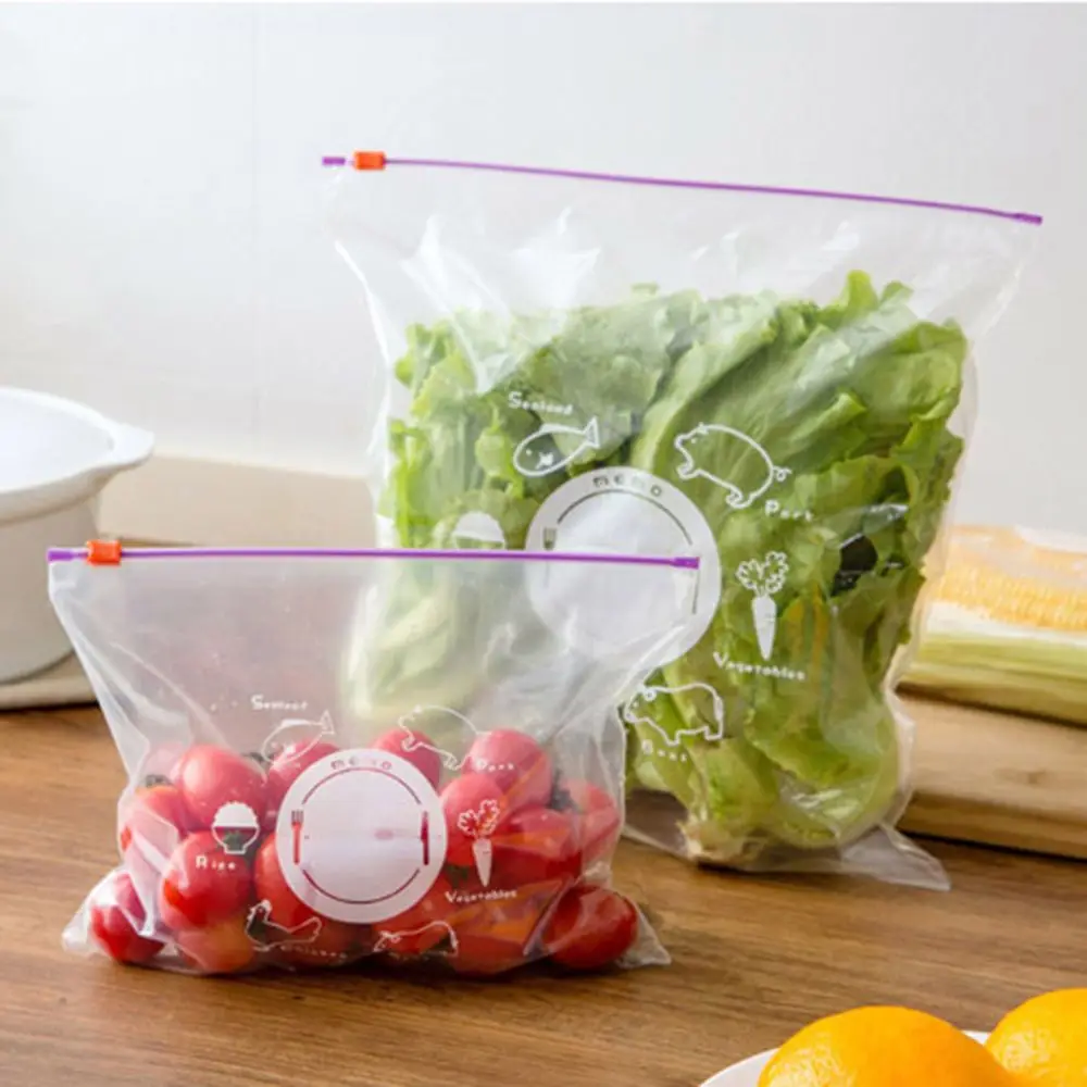 

10Pcs /Set Reusable Fresh Food Preservative Bag Zip -Locked Seal Sack Fridge Fruit Container Zip Lock Poly Bags Zipper Bag Zip