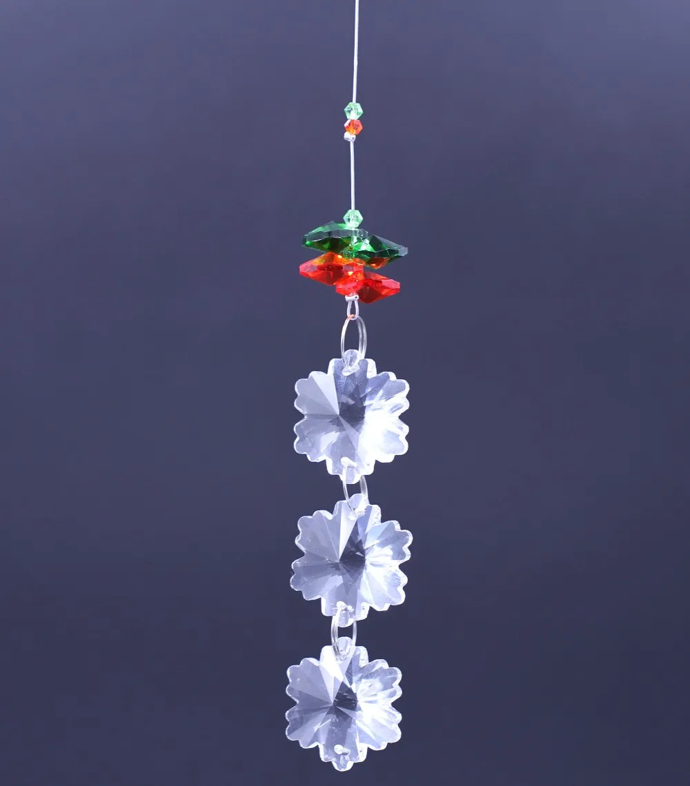 

10pcs/lot DIY snowflake beads garland strand chains Hanging crystal for wedding party decoration glass suncatchers drop prisms