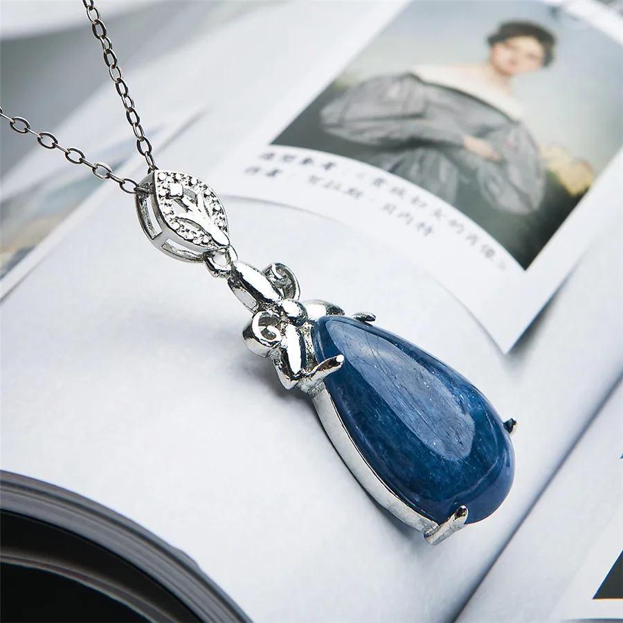 Женское и мужское ожерелье с подвеской в виде капли воды синее кошачий глаз