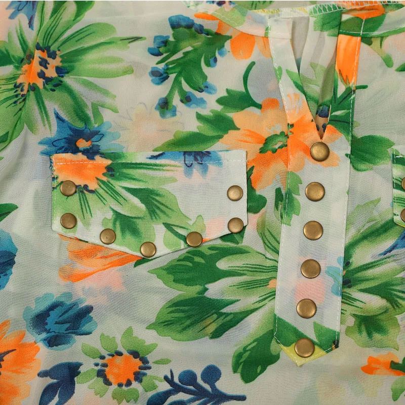 Женская шифоновая футболка с цветочным принтом летний топ коротким рукавом