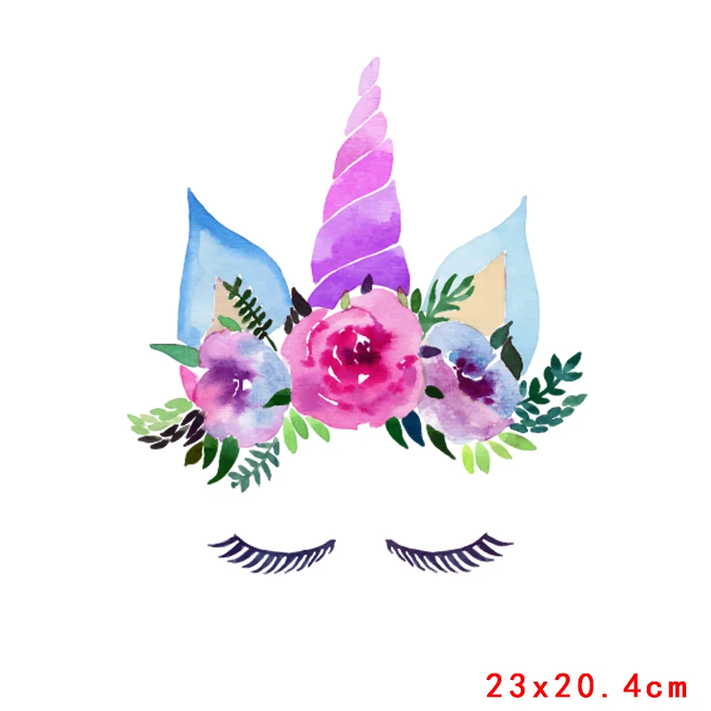 Pulaqi Flower Unicorn Iron On Transfers For Clothes In Love Patch Thermal Heat Transfer Vinyl Sticker DIY Applique F | Дом и сад