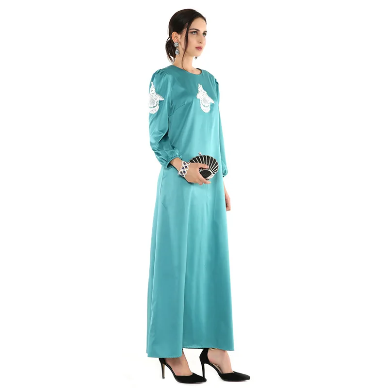 Фото Арабское женское платье с вышивкой и длинным рукавом мусульманское арабское
