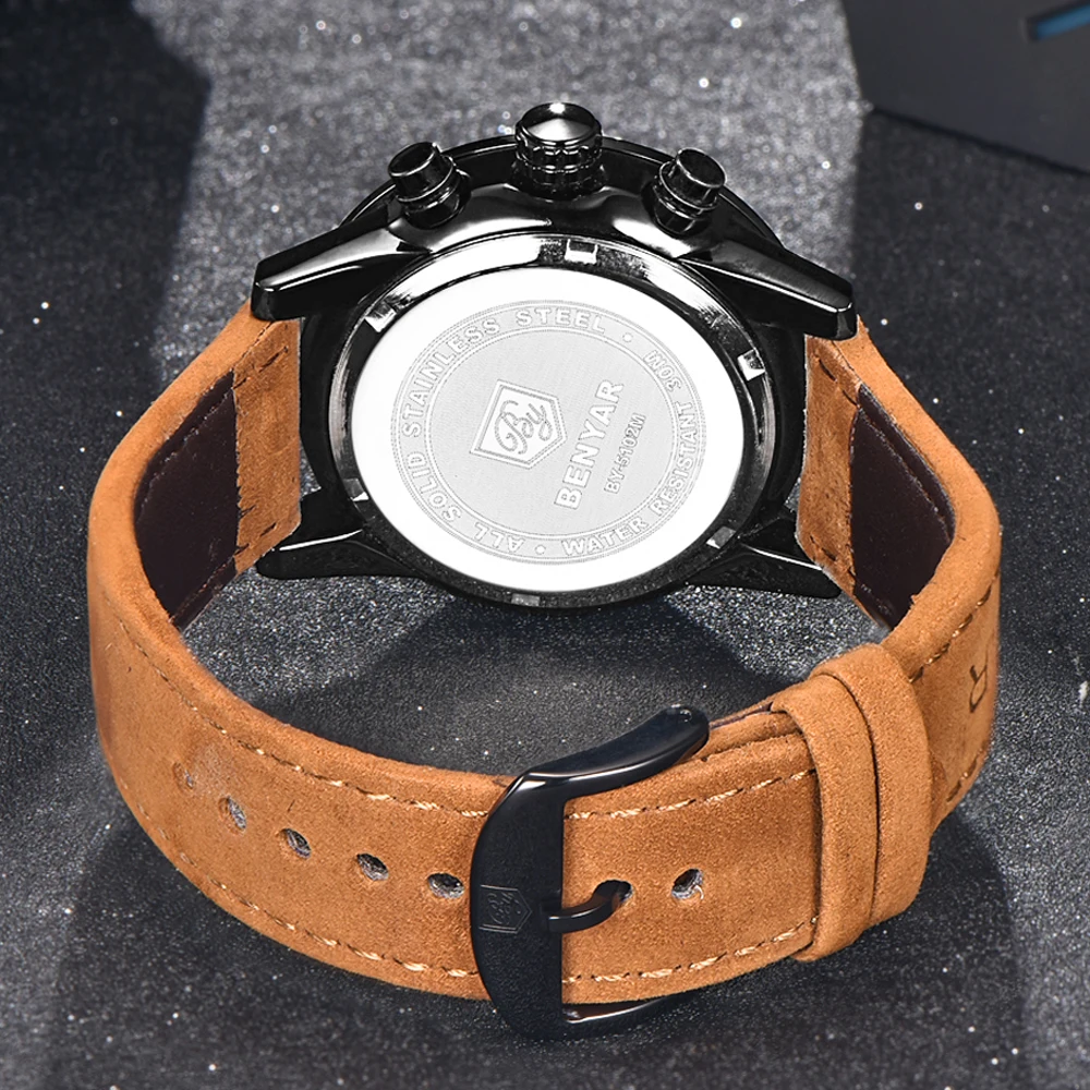 BENYAR Reloj Hombre модные спортивные мужские наручные часы с хронографом Лидирующий