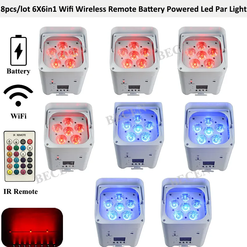 8 шт. 6x15 Вт 6 в 1 с питанием от аккумулятора LED Par свет ИК пульт | Эффект освещения сцены -32995171545
