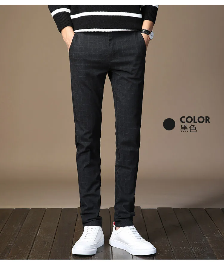 ICPANS мужская одежда брюки плед Бизнес повседневное Slim Fit Pantalon A Carreau Homme классический винтажный клетчатый костюм брюки Свадебные брюки