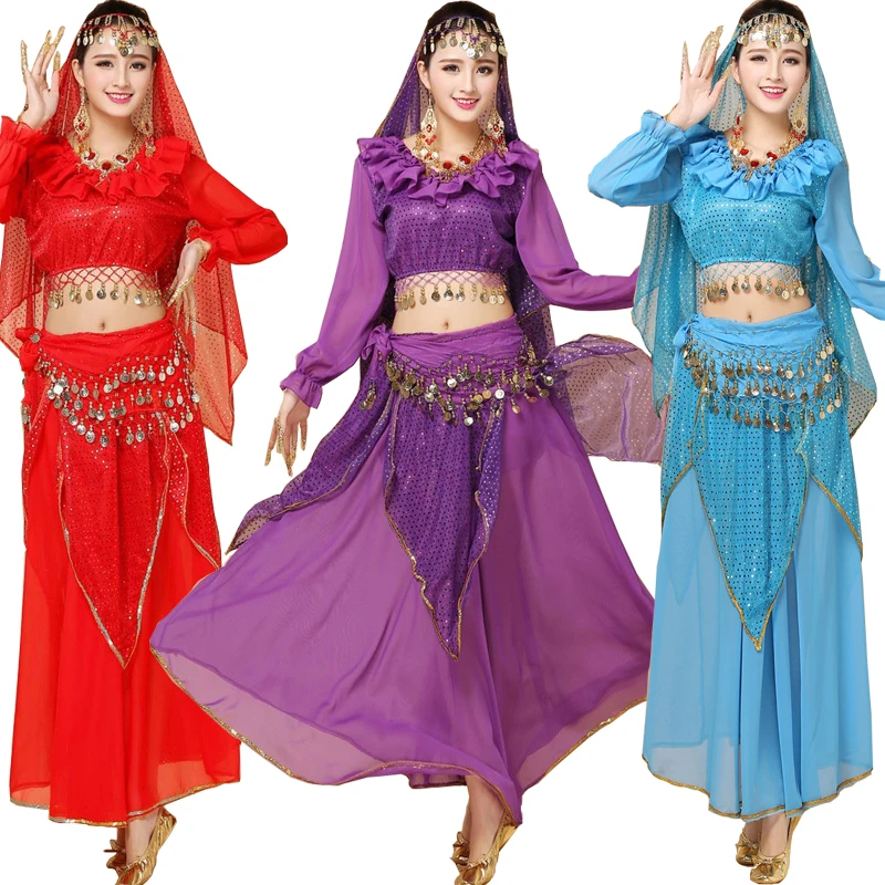 Женский индивечерние костюм для танца живота комплект из 3 предметов |