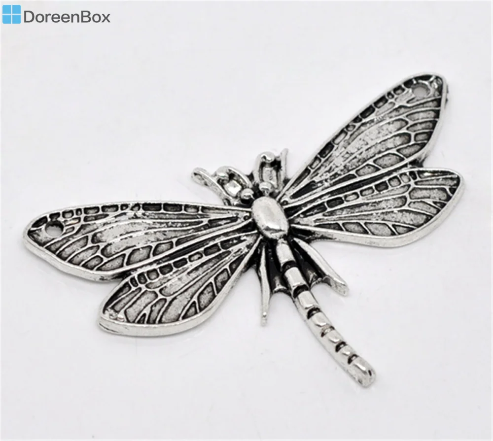 

Doreen Box Lovely 10 Silver Color Dragonfly Charm Pendants 49x31mm (B13103)