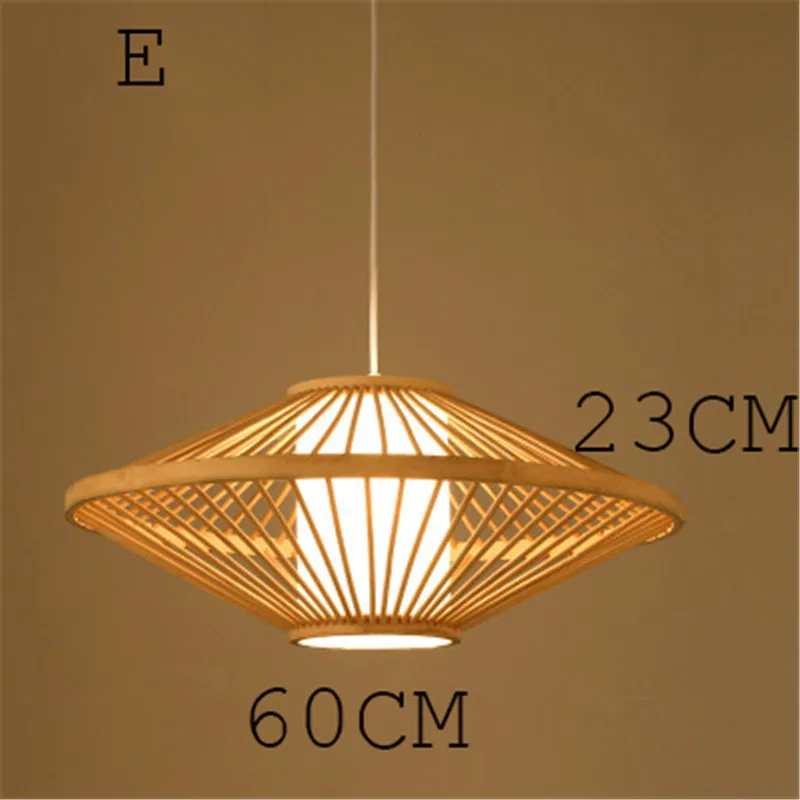 E 60CM Китайский бамбуковый светодиодный светильник для сада, ресторана, светодиодный подвесной светильник для отеля, фермы, чайный домик, фонарь, татами, Бамбуковая Подвесная лампа - Цвет корпуса: E 60CM