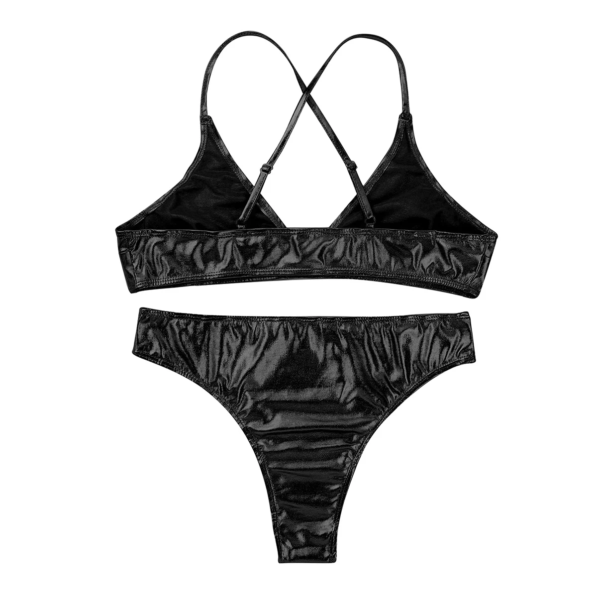 2 шт. Для женщин белье Блестящий металлический микро бикини купальник