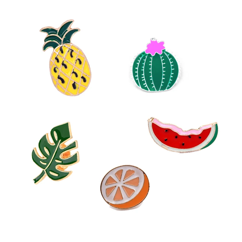 Модные мини фрукты мультфильм эмалированные булавки милый арбуз ананас мороженое броши в форме очков рубашка шляпа значок украшения пляжная булавка