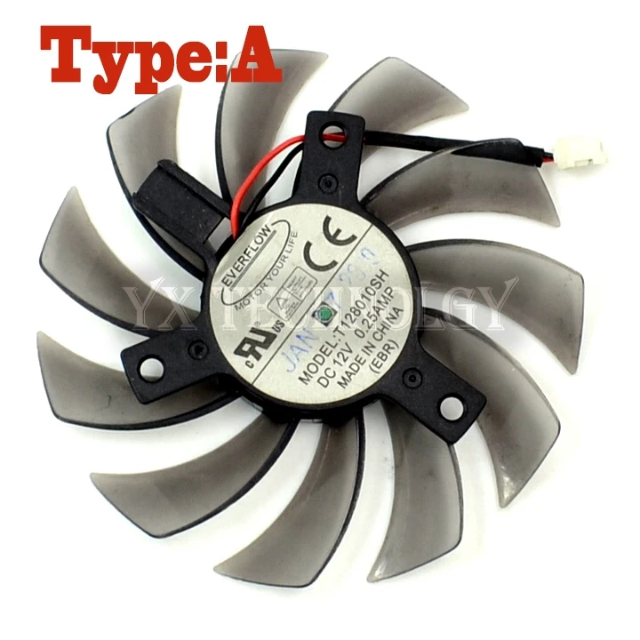 

75mm Everflow T128010SH DC 12V 0.25A Cooling Fans MSI R6850 6850 HD6850 Graphics Video Card Cooler Fan