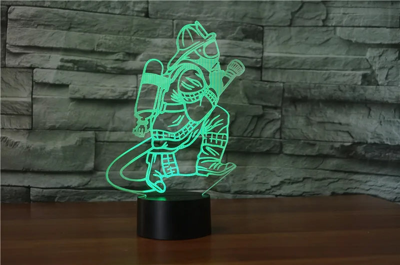 Новинка 3D пожарный настольная лампа светодио дный LED USB сенсорная кнопка 7 цветов Изменение пожарный ночник прикроватный Декор Светильник подарки