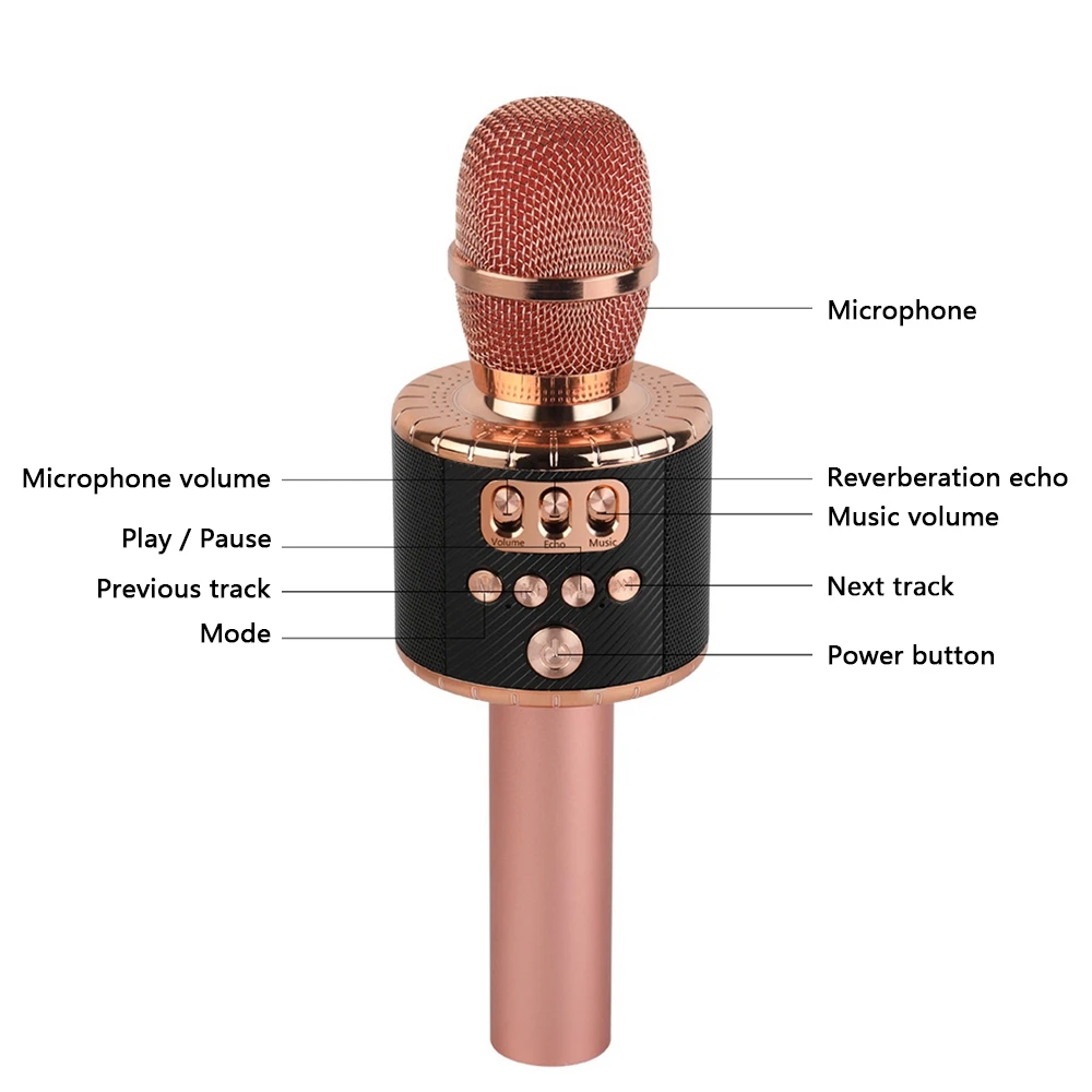 Беспроводной Bluetooth караоке микрофон с многоцветной светодио дный огни 4 в 1