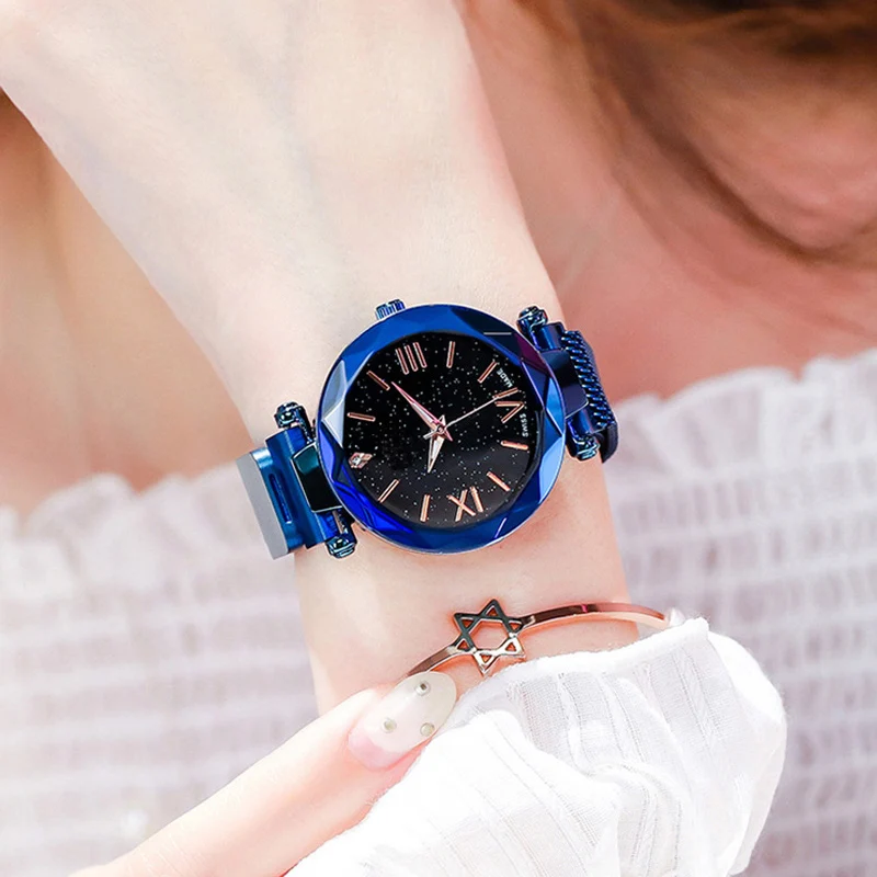 Reloj mujer маленькие магнитные наручные часы синие женские модные люксовый бренд