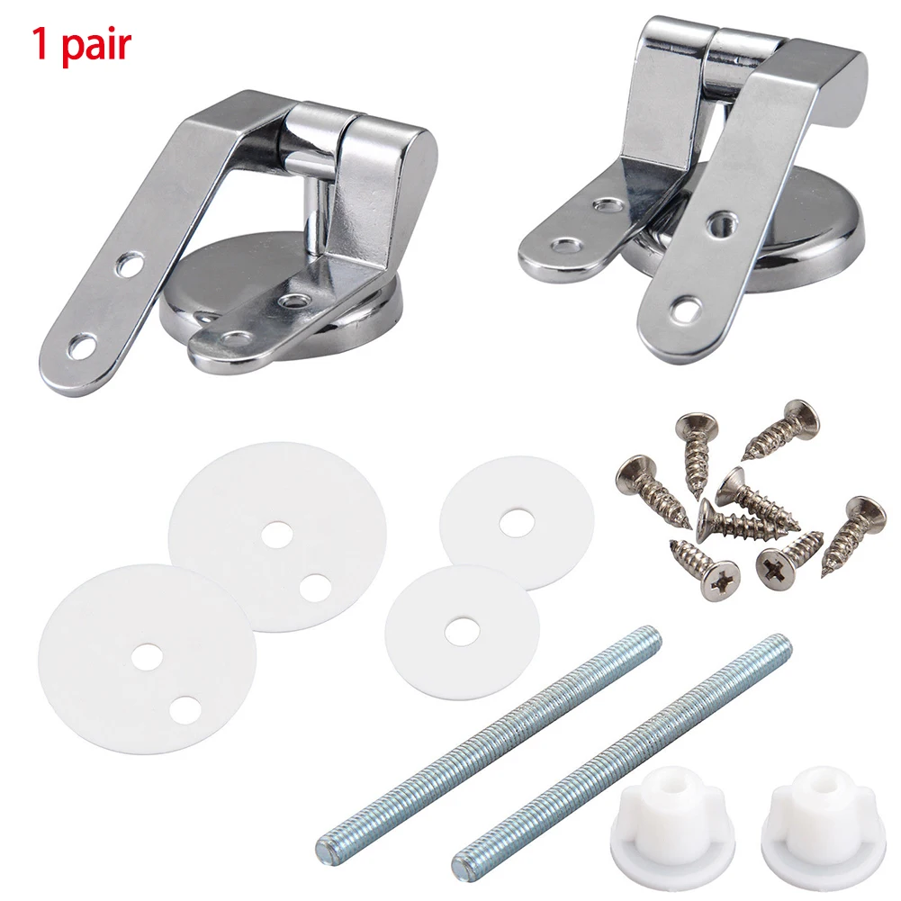 Universal Adjustable Pair of Replacement Chrome Bathroom Toilet Seat Hinge Set With Fittings Accessories Hot Sale | Обустройство дома