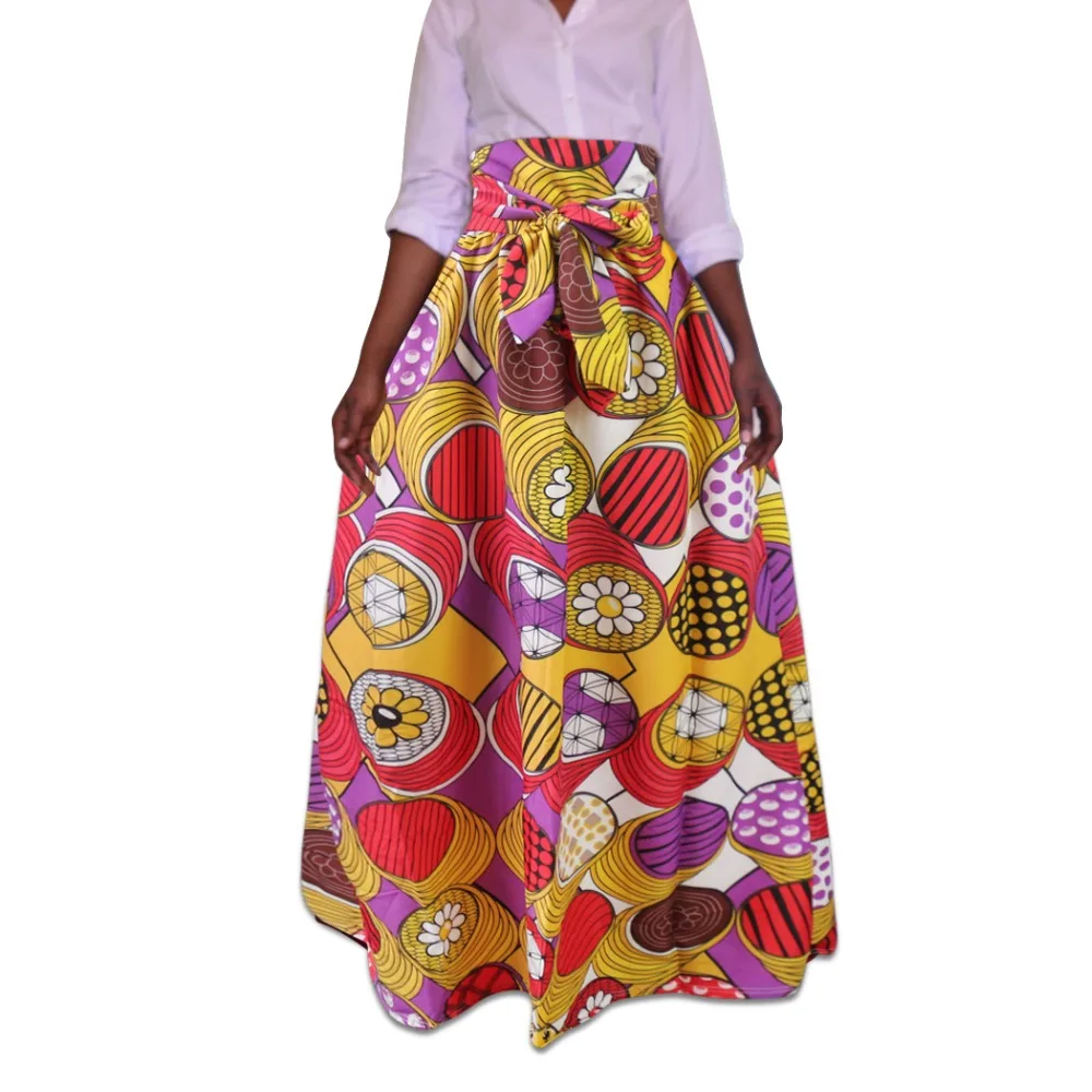 

2019 zip Sexy women long african skirt maxi printed Traditional africa style lady loose skirt female plus size M-5XL