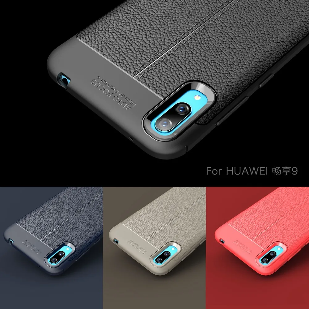 Для Huawei Enjoy 9 чехол для Y7 Pro 2019 кожаный текстура Силикон Мягкая Задняя накладка
