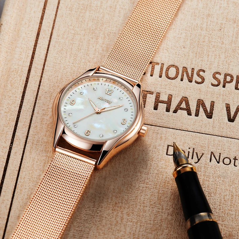 Abrray розовое золото часы браслет манжета набор кварцевые женские наручные с