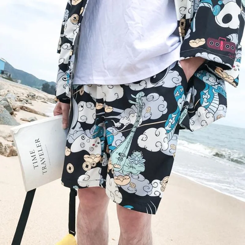 Юката мужские 2019 летние Бохо кимоно шорты пляжный костюм хаори азиатская одежда