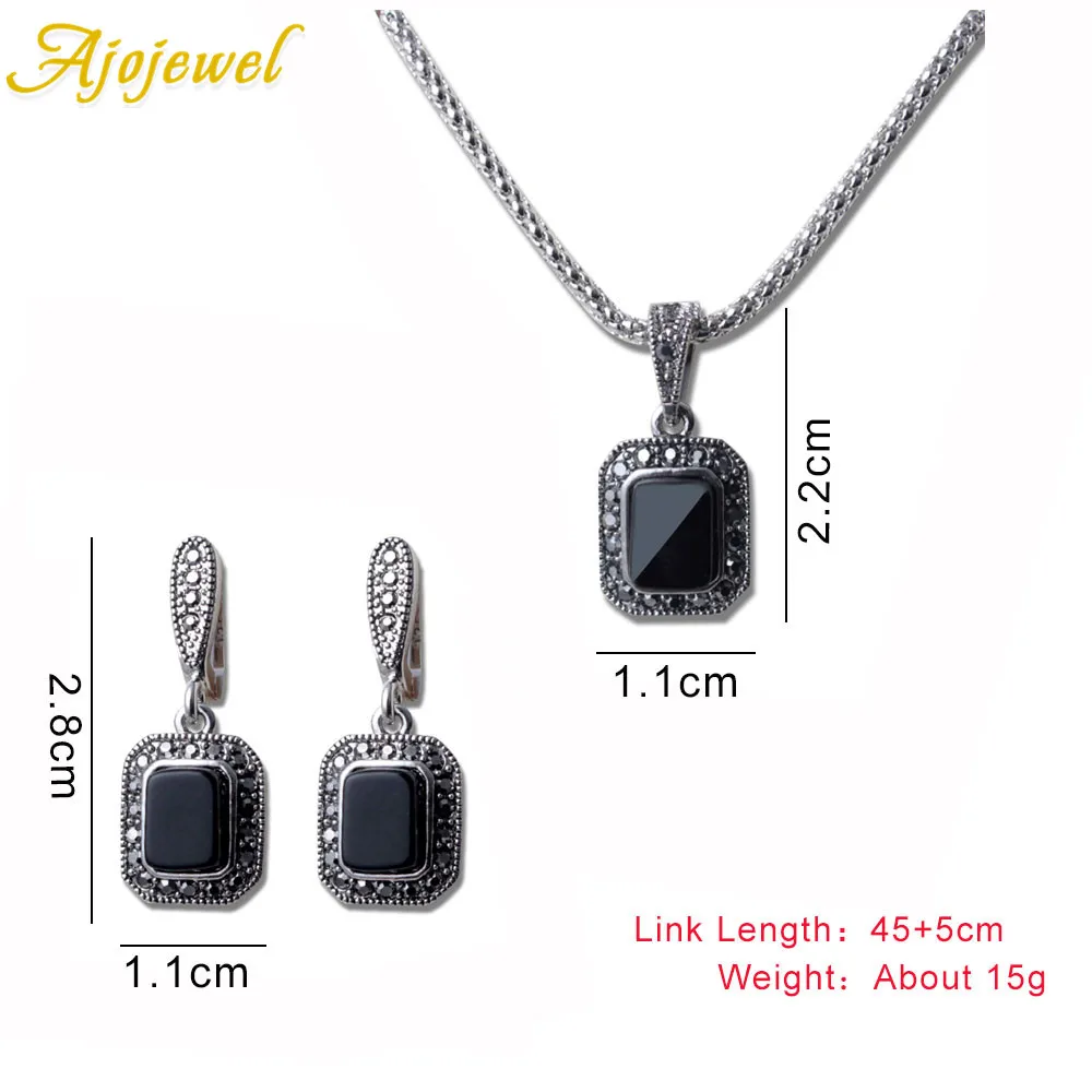Ajojewel квадратные полудрагоценные камни черные Ювелирные наборы изысканные