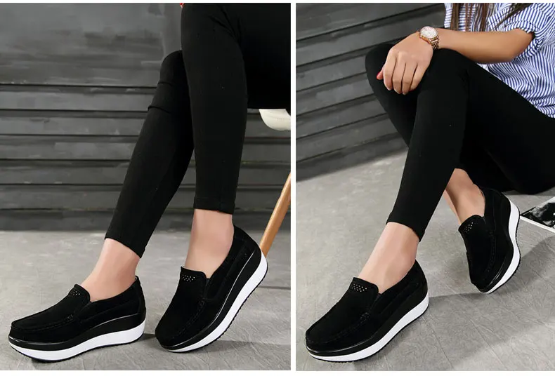 Женская обувь на платформе; коллекция года; удобная женская обувь на плоской подошве без застежки; однотонная Повседневная обувь; женская обувь на плоской подошве с круглым носком; большие размеры
