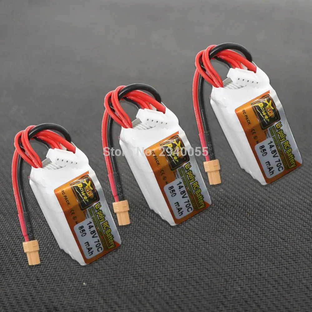 ZOP Мощность lipo Батарея 3 шт. 14.8 В 850 мАч 70c 4S XT30 Plug JST разъем для Мультикоптер Дрон