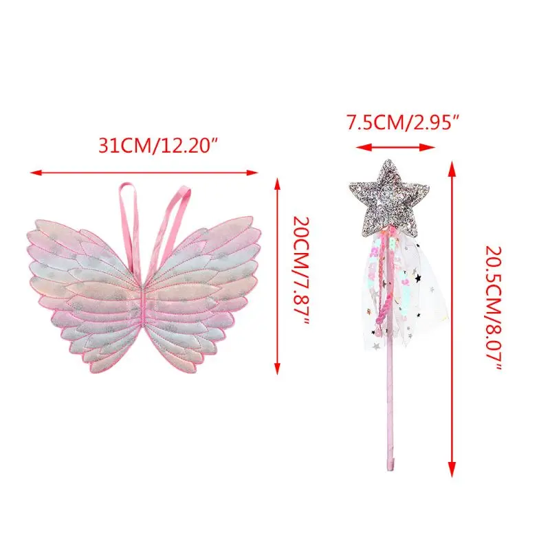 

newborn photography props Clothes Accessory Gradient Color Butterfly Princess Angel Wings Fairy Stick Kids Dress Up Playing Toys