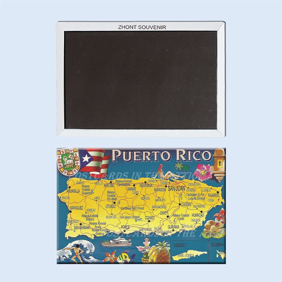 

Fridge Magnets Puerto Rico Map Souvenir for Store 22194 Vintage Image