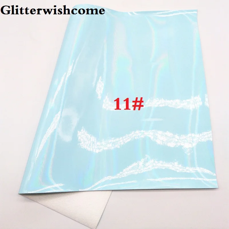 11 Glitterwishcome 21X29 см A4 размер искусственная кожа ткань Переливающаяся Гладкая лакированная кожа Fabirc кожа ткань винил для бантов, GM009A - Цвет: 11