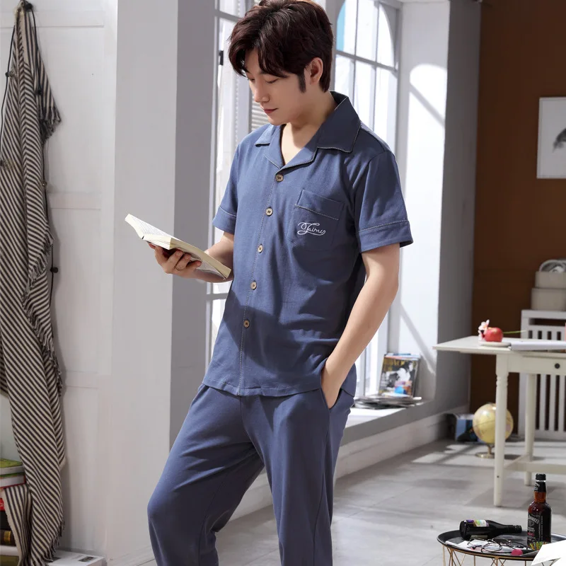 Плюс Размеры L 3XL100 % хлопчатобумажные пижамы Мужские pijama hombre masculino с коротким
