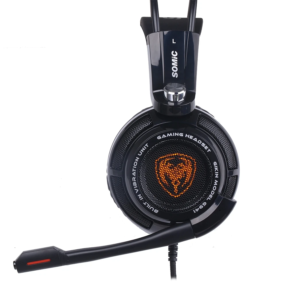 Original Somic G941 7.1 Virtual Surround Sound USB Gaming Headset Vibrating Glow Led Headband Headphone with Mic Voice Control|headphones