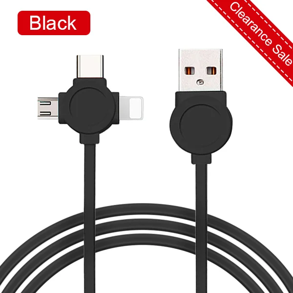 ACCEZZ 3 в 1 USB кабель для зарядки и передачи данных освещение для iPhone 7 XR XS Max X 8 Pin Micro usb type C для samsung Xiaomi телефонные кабели - Цвет: Black
