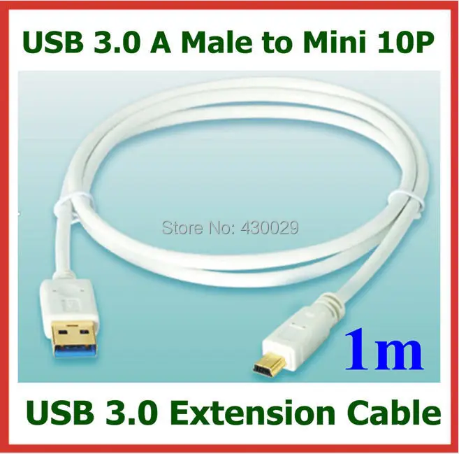 

USB 3,0 кабель 1 м USB 3,0 A папа-мини 10P Удлинительный кабель OD 4,0 мм белый цвет кабель для передачи данных