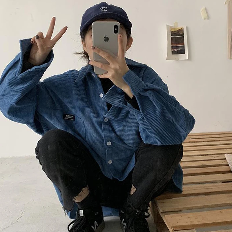 Куртка женская вельветовое пальто 2019 Женская короткая верхняя одежда Harajuku