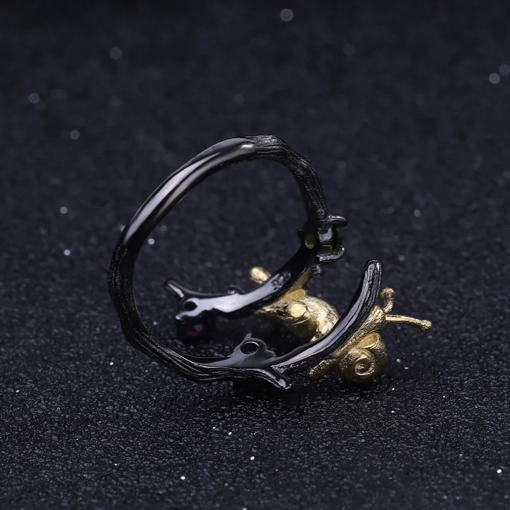 GEM'S BALLET 925 Sterling Silver Handmade Snails &amp Bird Jewelry Set Natural Topaz Garnet Ring Earrings Sets For Women | Украшения и