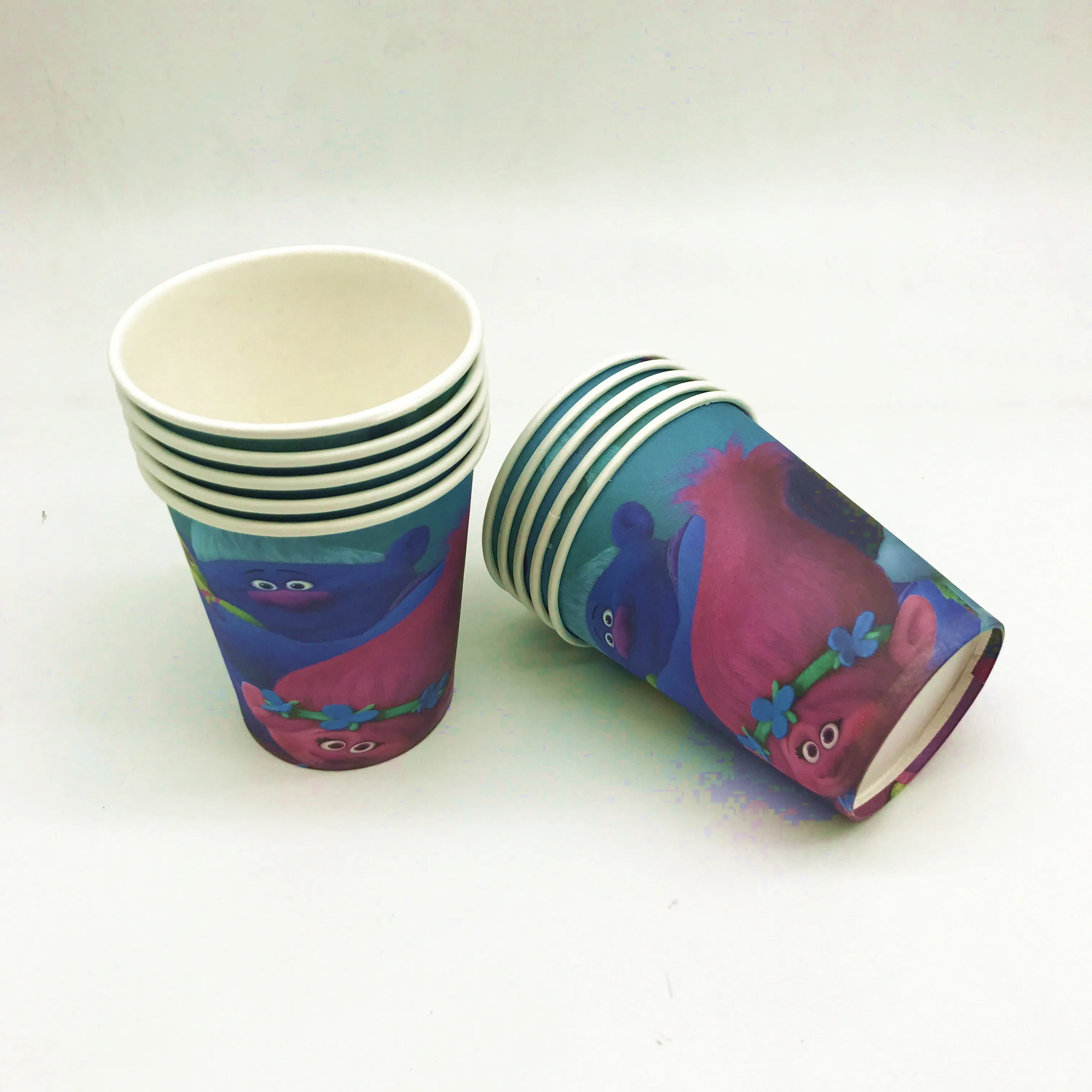 80 шт тема троллей Дети Девочки Мальчики День рождения одноразовые наборы посуды