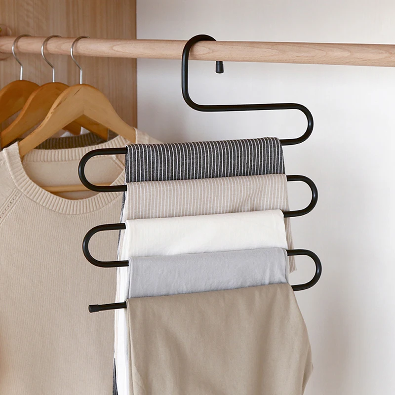 MultiFunctional Clothes Hangers 5 Layer S Shape Pants Storage Cloth Rack Multilayer Organization Drying Hanger | Дом и сад