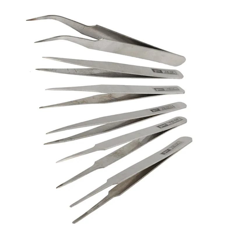 

6 PCS Stainless Steel TS-10/ 11/ 12/ 13/ 14/ 15 Straight and Angled Tweezerses