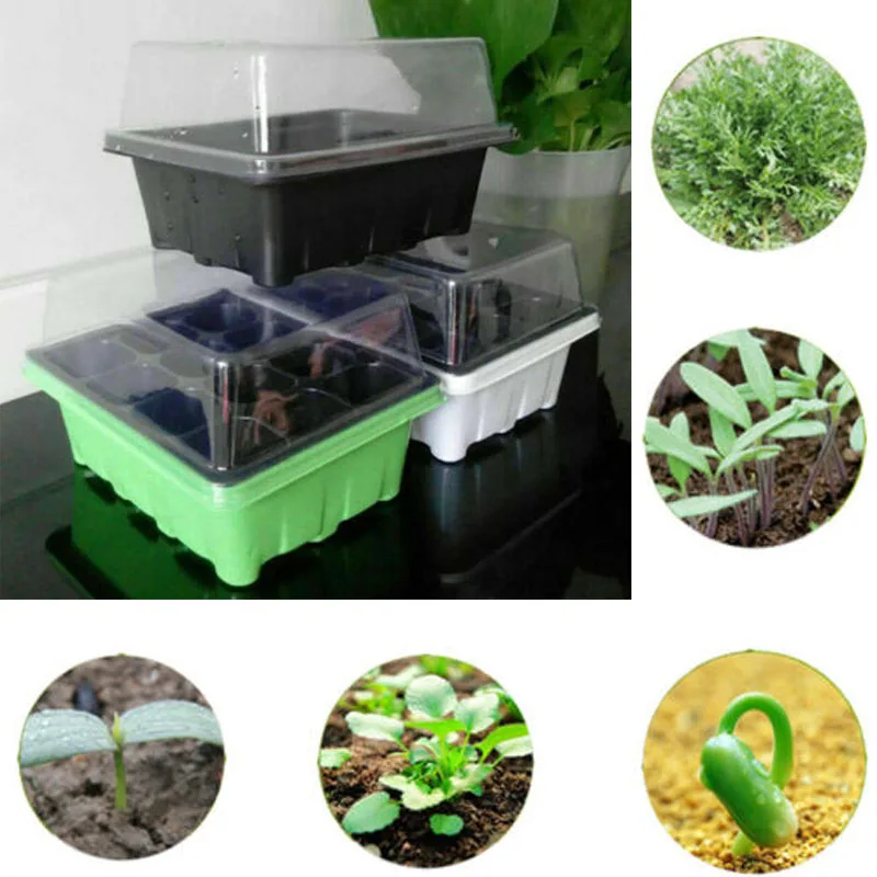 Nursery Greenhouse Tomatoes Peppers 5 Sets Seedling Tray Bonsai 12 Cell Plant Germination Starting Propagation | Дом и сад